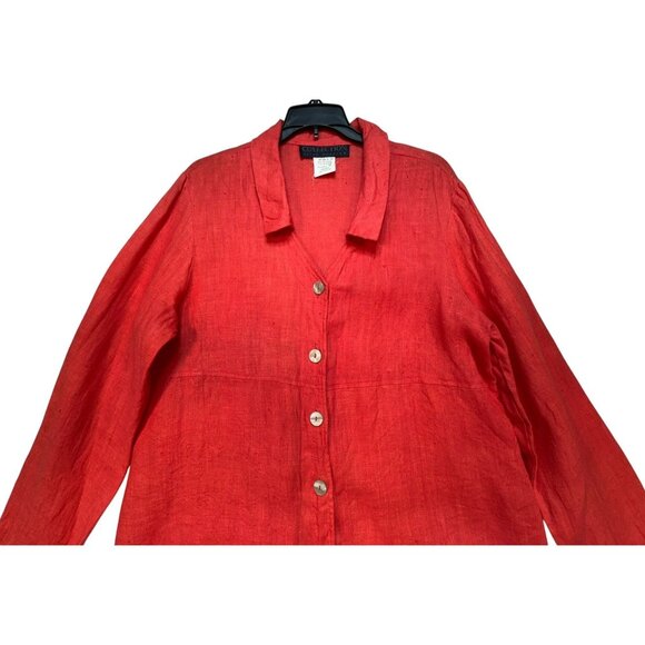 Harve Bernardo Holtzman Collection 100% Linen Two-Piece Set Size 12/14 Coral - Picture 6 of 16